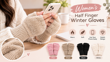 Women’s Soft Plush Knitted Half-Finger Winter Gloves – Warm, Cozy & Stylish