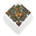 Women's Retro Floral Print Fringed Square Scarf 90x90cm