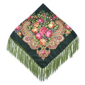 Women's Retro Floral Print Fringed Square Scarf 90x90cm