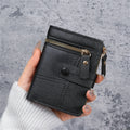 Women's Solid Color Button Short Card Coin Purse Wallet