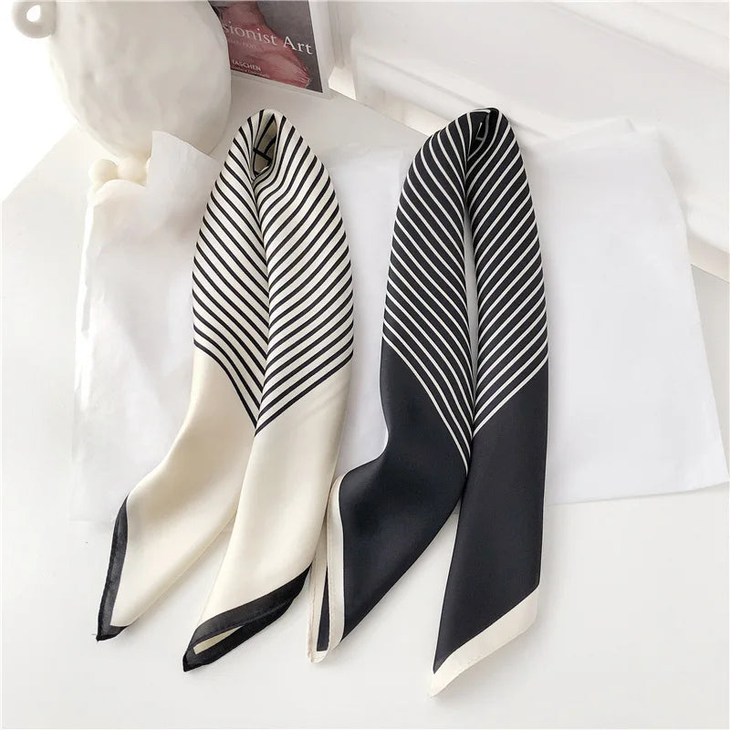 Women's Fashion Striped Small Square Scarf Headscarf
