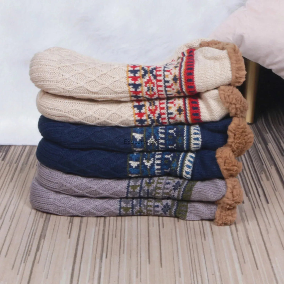 Unisex Winter Warm Fleece Non-Slip Slipper Socks