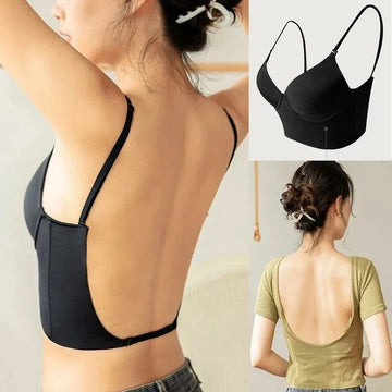 Women's Deep U Plunge Seamless Push Up Backless Bra