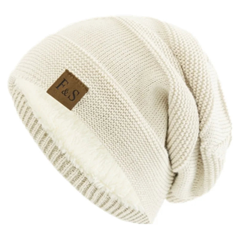 Unisex Thick Fur Lined Knitted Winter Beanie Cap F&S
