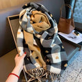 Women's Winter Thick Heart Plaid Blanket Shawl Scarf