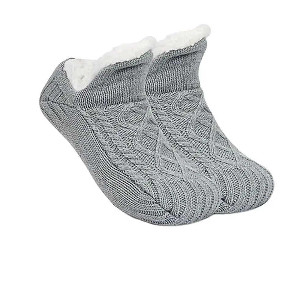 Unisex Winter Warm Fleece Non-Slip Slipper Socks