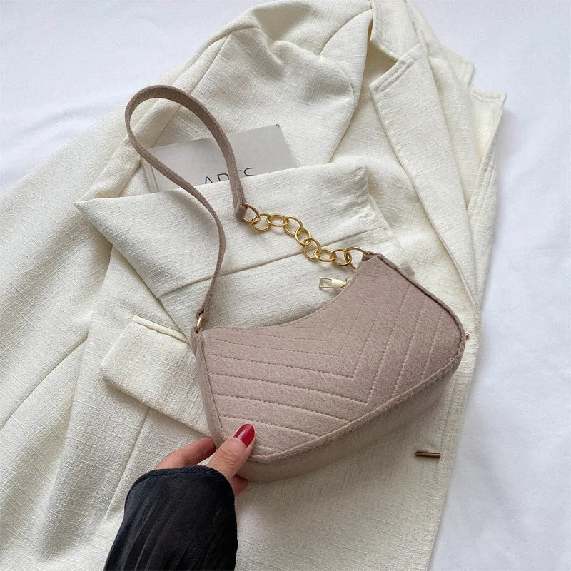 Women's Fashion Felt Underarm Shoulder Bag