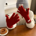Women's Fashion Plush Warm Knit Velvet Winter Gloves