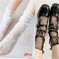 Women's Transparent Floral Lace Fishnet Thin Mid Socks