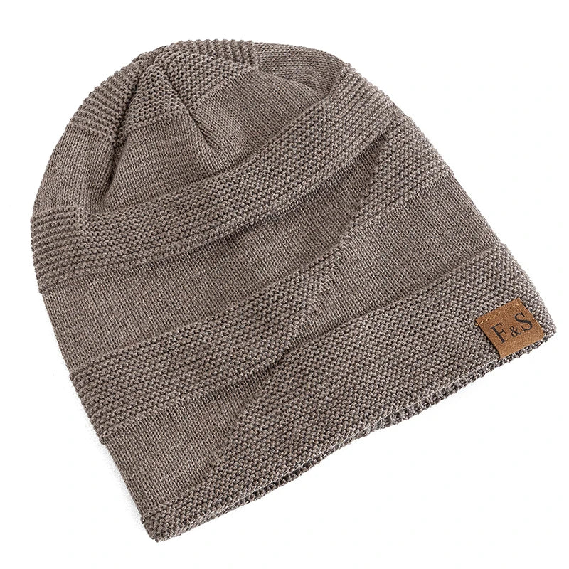 Unisex Thick Fur Lined Knitted Winter Beanie Cap F&S