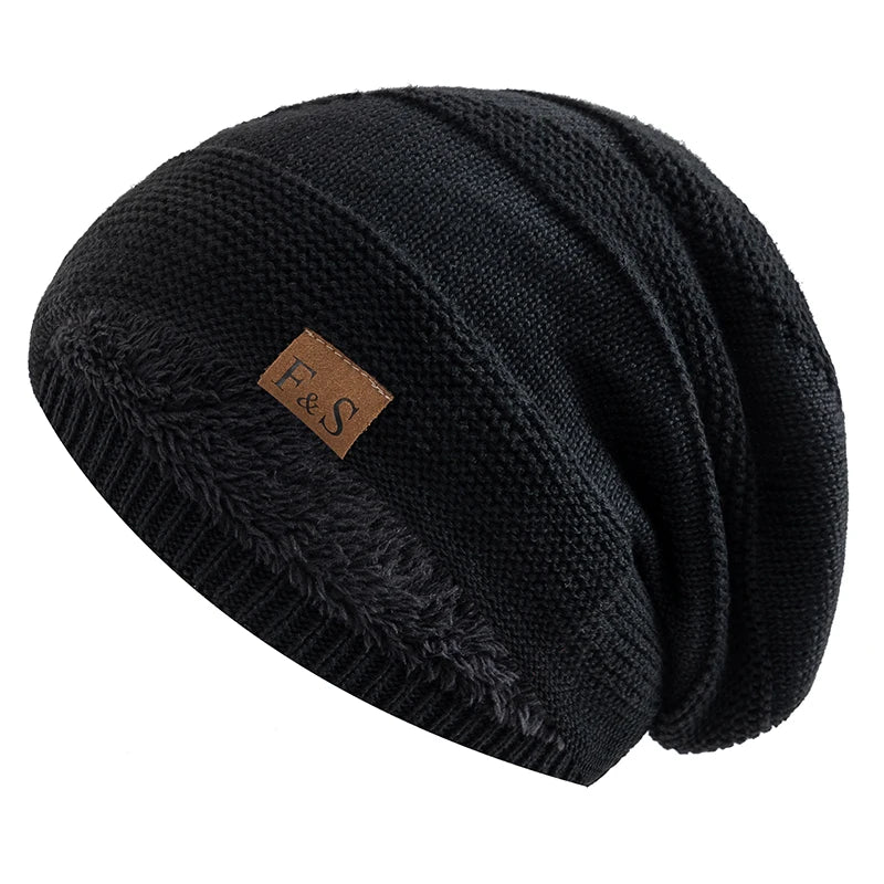 Unisex Thick Fur Lined Knitted Winter Beanie Cap F&S