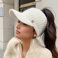 Women's Fashion Warm Knit Ponytail Beanie Cap