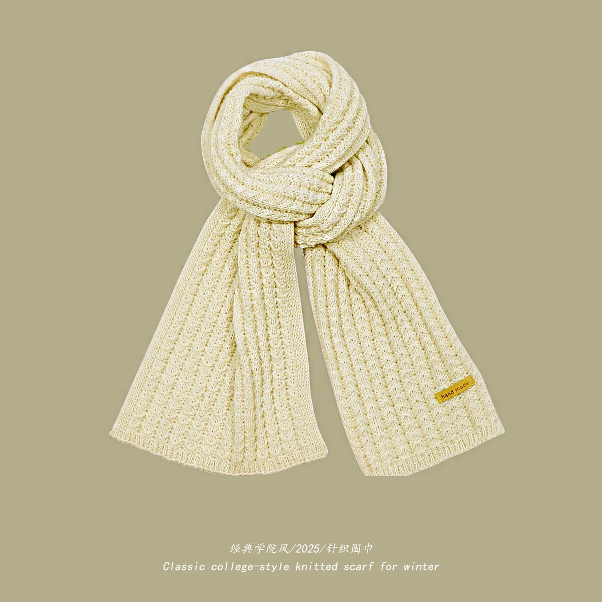 Unisex Winter Warm Knitted Solid Neckerchief Scarf 180x28cm