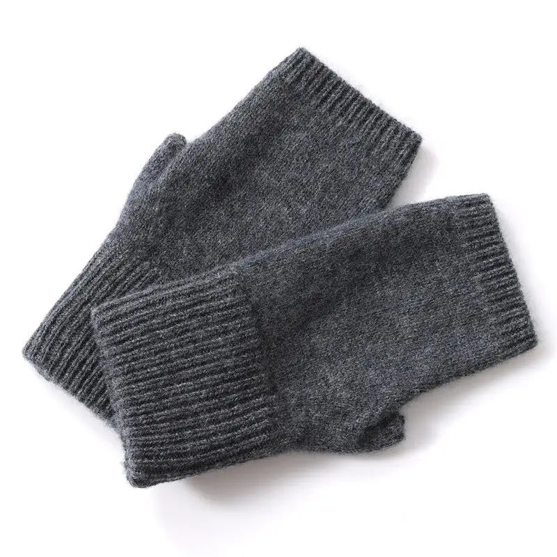Unisex Knitted Wool Half Finger Winter Gloves