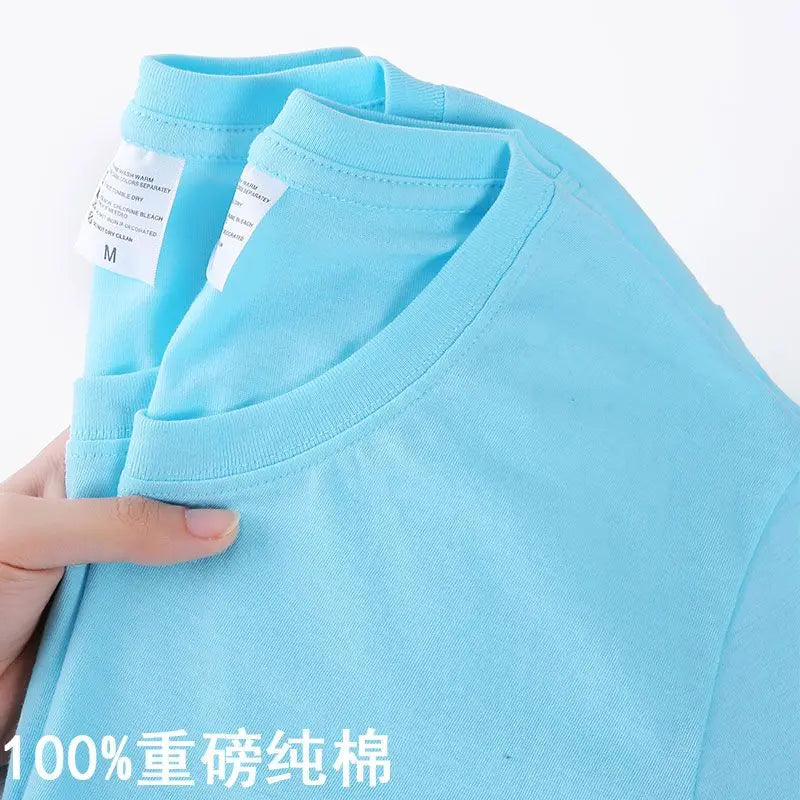 Unisex Solid 100% Cotton Loose Fit Short Sleeve T-Shirt