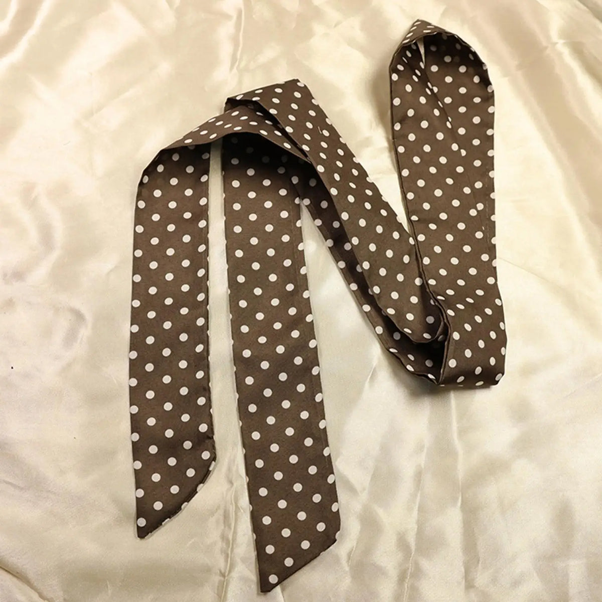 Women's Polka Dot Long Ribbon Scarf 150x4cm