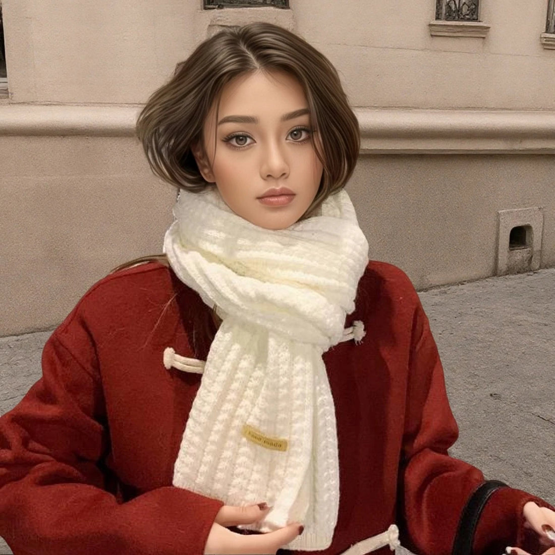 Unisex Winter Warm Knitted Solid Neckerchief Scarf 180x28cm