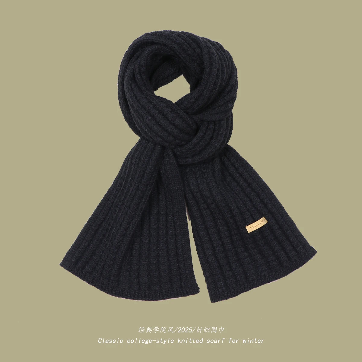 Unisex Winter Warm Knitted Solid Neckerchief Scarf 180x28cm