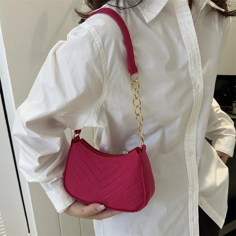 Women's Fashion Felt Underarm Shoulder Bag