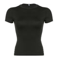 Women's Fashion Basic Solid Crewneck Short Sleeve Crop Top