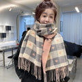 Women's Winter Thick Heart Plaid Blanket Shawl Scarf