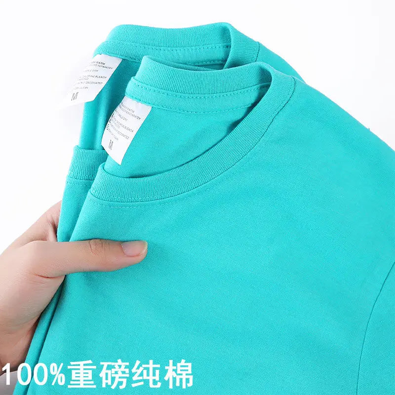 Unisex Solid 100% Cotton Loose Fit Short Sleeve T-Shirt