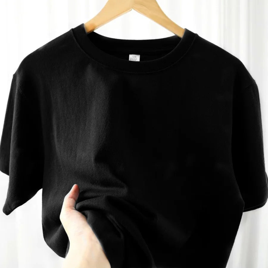 Unisex Solid 100% Cotton Loose Fit Short Sleeve T-Shirt