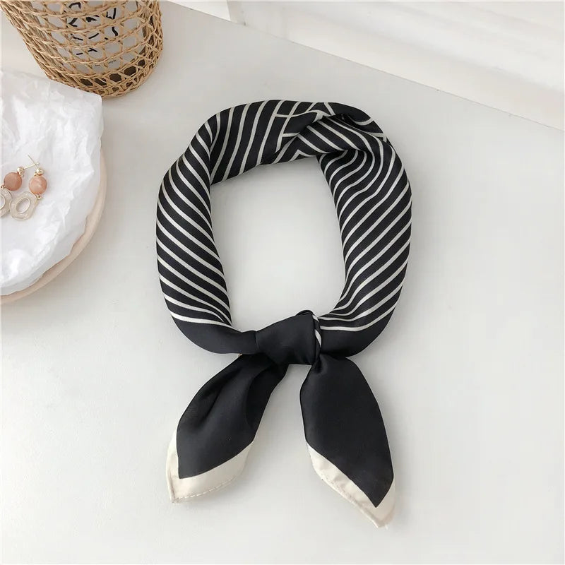 Women's Fashion Striped Small Square Scarf Headscarf