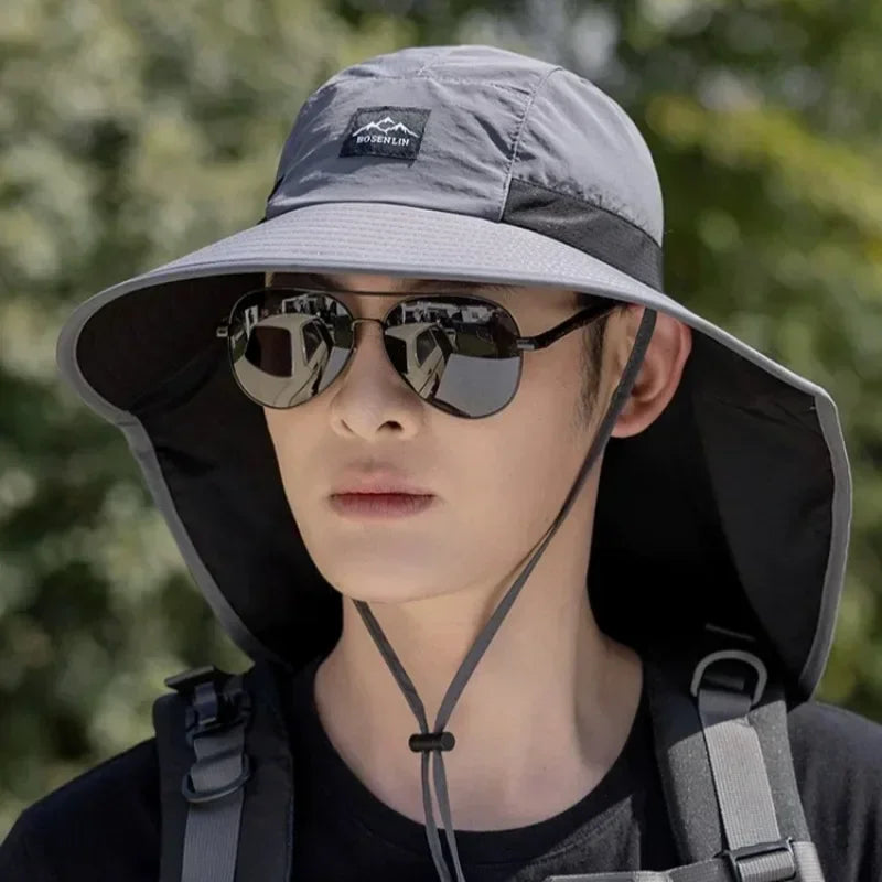 Unisex Wide Brim Neck Protection Outdoor Fishing Bucket Hat