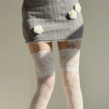 Women's Sexy Lace Floral Mesh Knee High Stockings