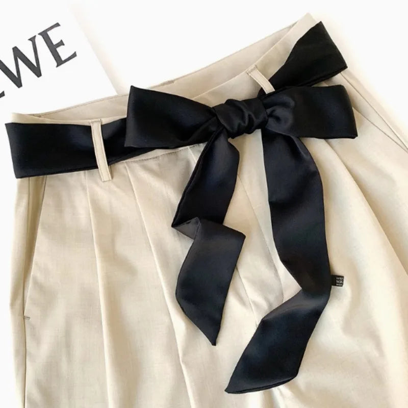 Women's Solid Color Long Chiffon Silk Ribbon Scarf 190x5cm