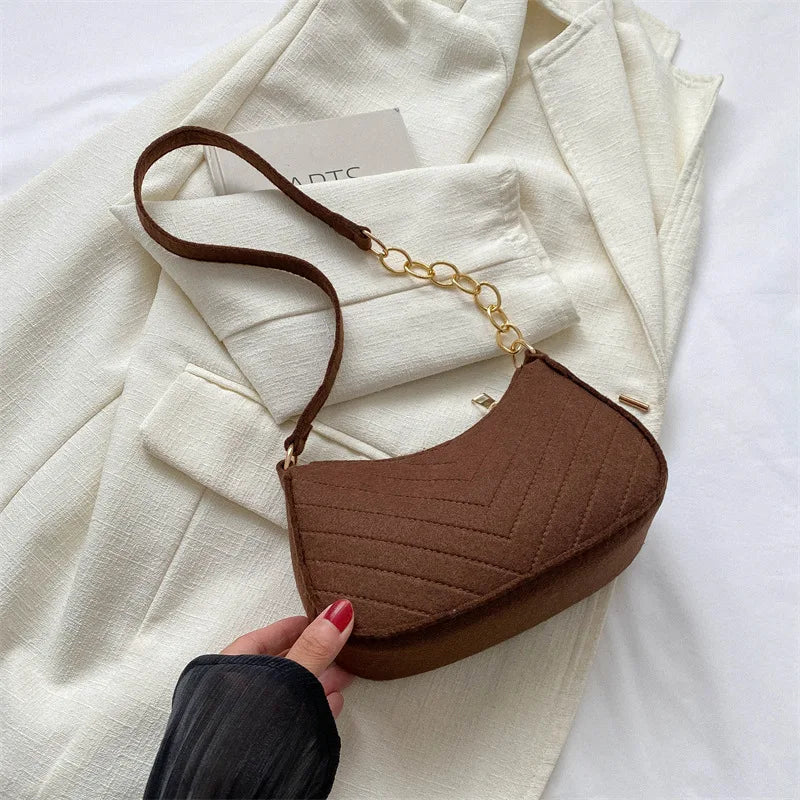Women's Fashion Felt Underarm Shoulder Bag
