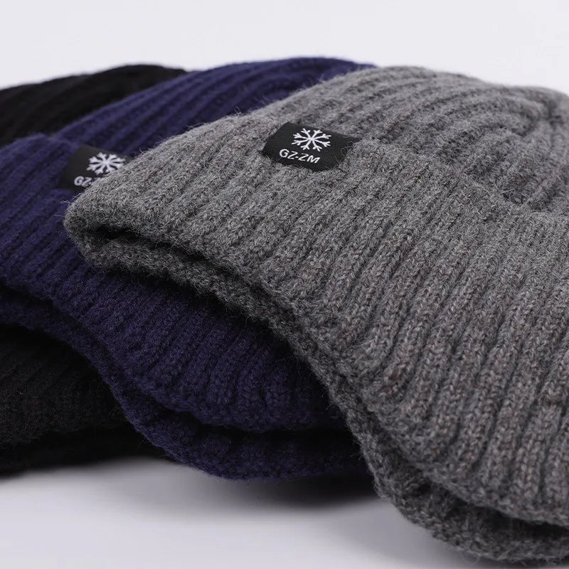 Unisex Thick Plush Warmth Knitted Winter Beanie Cap