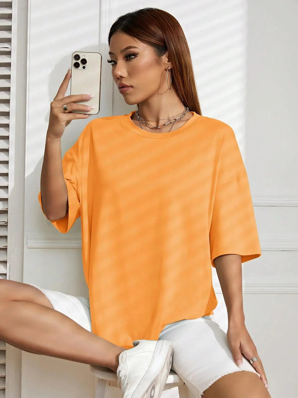 Unisex Solid 100% Cotton Loose Fit Casual Short Sleeve T-Shirt