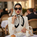 Women's Dot Print Silk Feel Square Scarf