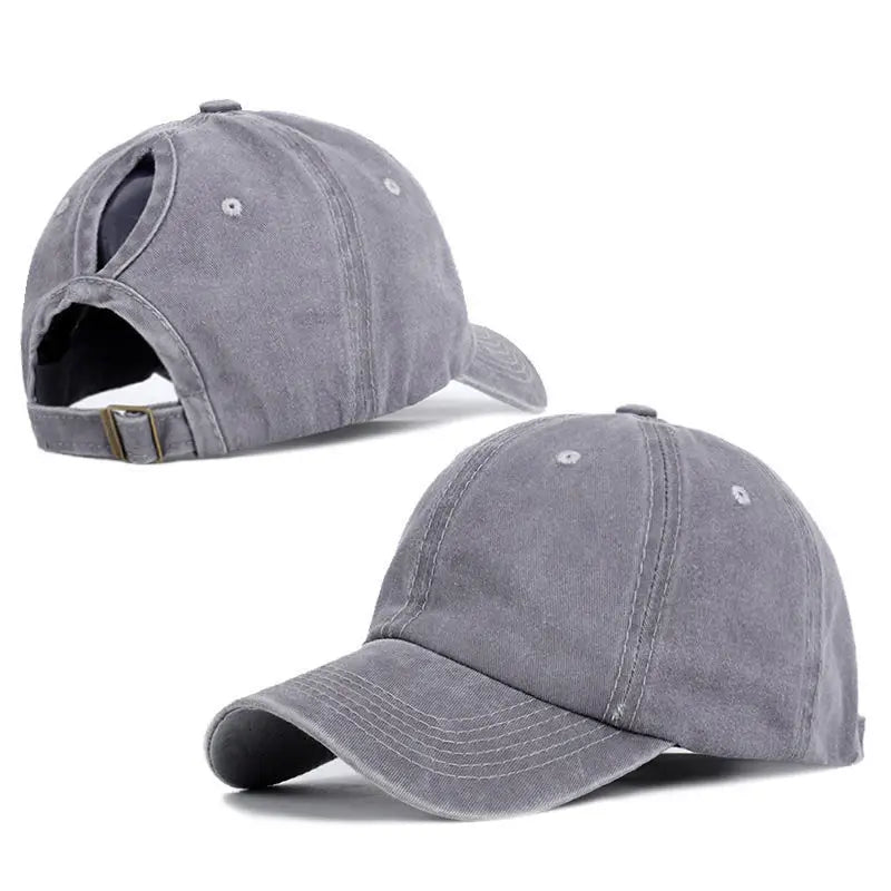 Women's Retro Washed Backless Ponytail Baseball Cap