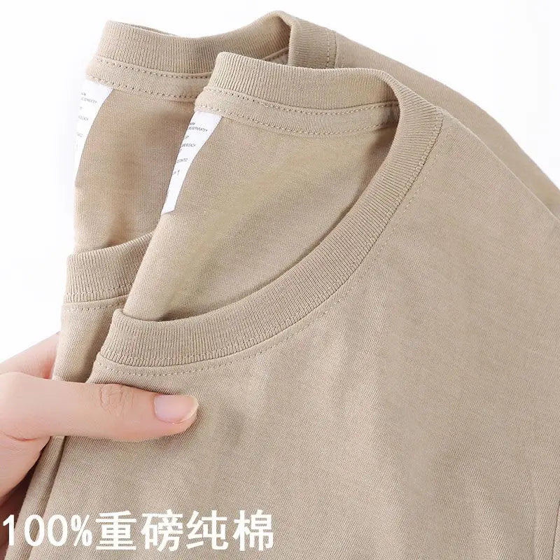 Unisex Solid 100% Cotton Loose Fit Short Sleeve T-Shirt