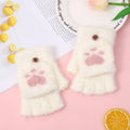 Women's Fashion Cat Paw Plush Fingerless Winter Gloves