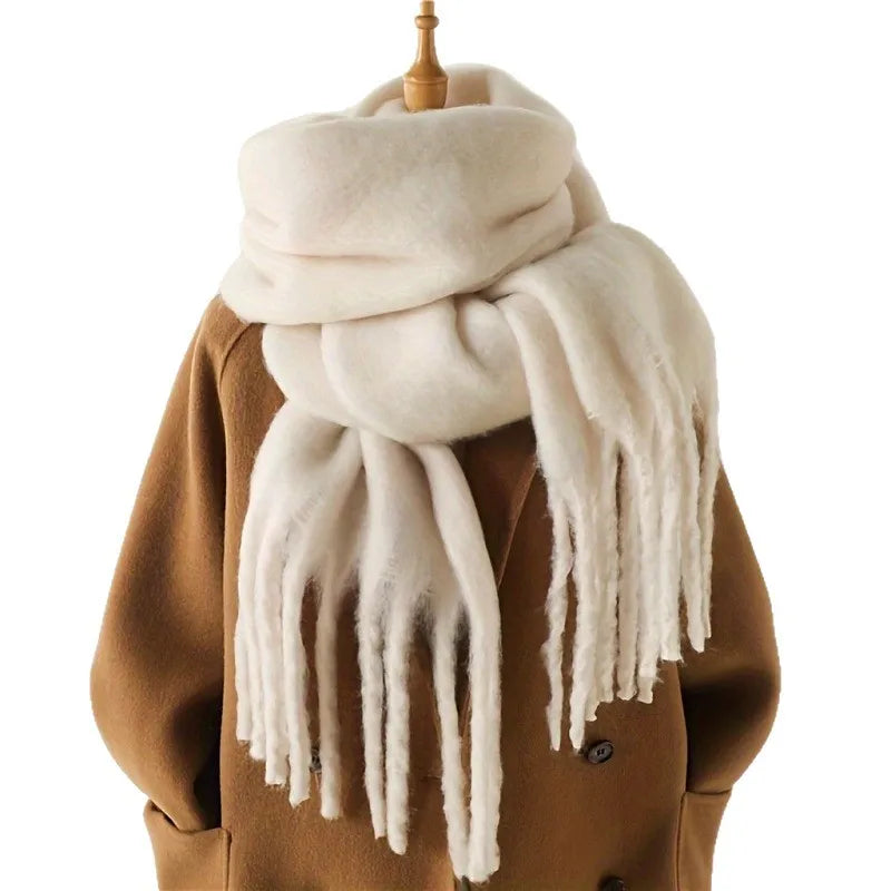Unisex Winter Warm Knit Solid Color Long Scarf Shawl