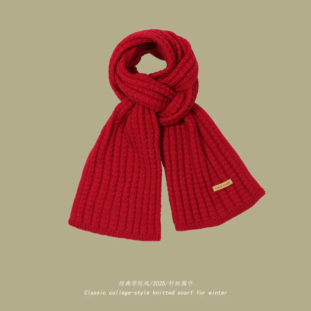 Unisex Winter Warm Knitted Solid Neckerchief Scarf 180x28cm
