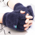 Women's Fashion Plush Warm Knit Flip Fingerless Gloves