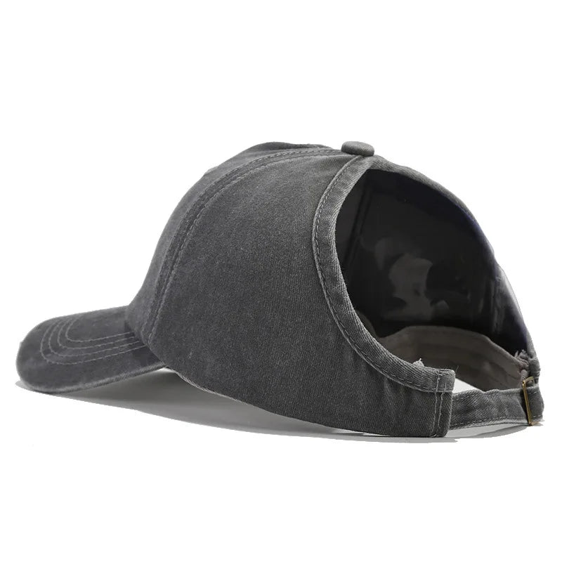 Women's Retro Washed Backless Ponytail Baseball Cap
