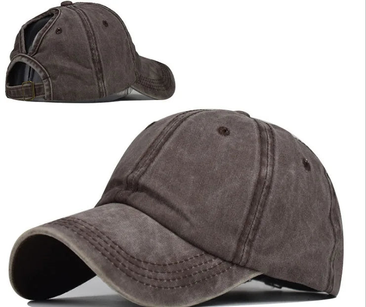 Women's Retro Washed Backless Ponytail Baseball Cap