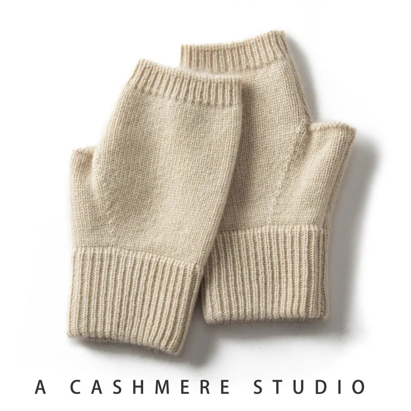 Unisex Knitted Wool Half Finger Winter Gloves