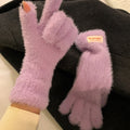 Women's Fashion Plush Warm Knit Velvet Winter Gloves