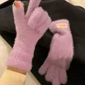 Women's Fashion Plush Warm Knit Velvet Winter Gloves