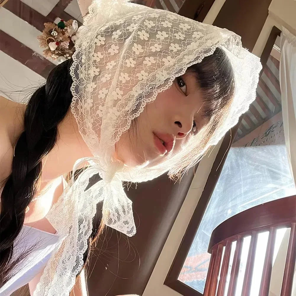 Women's Floral Lace Sweet Triangle Bandana Scarf