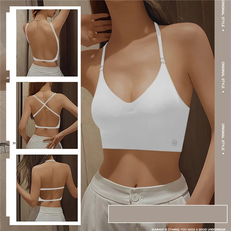 Women's Deep U Plunge Seamless Push Up Backless Bra