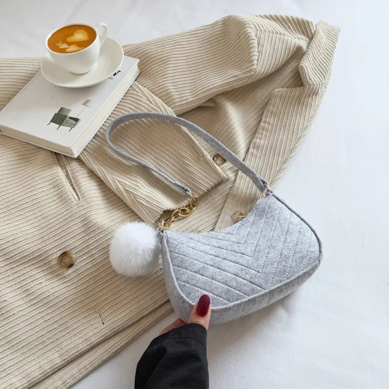 Women's Fashion Felt Underarm Shoulder Bag
