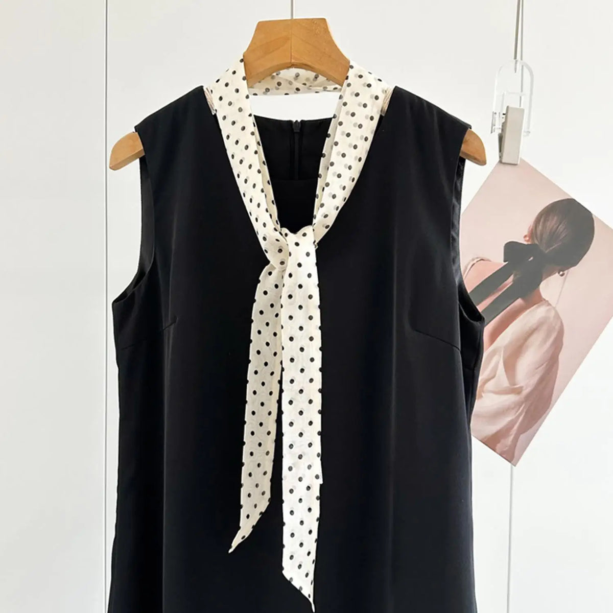Women's Polka Dot Long Ribbon Scarf 150x4cm
